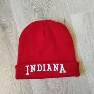 Indiana Hoosiers Beanie Winter Hat Skull Cap Spell Out Red White IU NCAA Acrylic